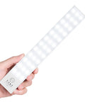 Person holding a 3 Pack Wireless LED Closet Lights With Motion Sensor, 38 LEDs, 180 Lumens, USB Rechargeable Battery Powered light