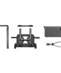 Portable Power Station Rolling Cart components including frame, handle, wheels, and connectors for outdoor filmmakers.
