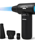 Cordless Electric Air Duster With 3 Gear Mini Portable Jet Dry Blower for PC Keyboard Laptop Car and Salon Use, shown with 3 nozzles