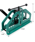 Kickstart Your Metal Fabrication Projects With This Heavy Duty Manual Tube Roller Bender. Green steel body with ergonomic crank handle.