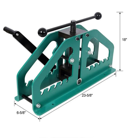 Kickstart Your Metal Fabrication Projects With This Heavy Duty Manual Tube Roller Bender. Green steel body with ergonomic crank handle.