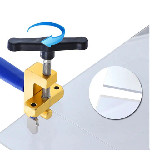 Manual Ceramic Tile Opener And Cutter Tool With Aluminum Alloy Body 3-15mm Cutting Range For Easy Tile And Mirror Cutting DIY Friendly Tile Tool For Home Renovation And Construction In Assorted Colors, shown scoring ceramic tile