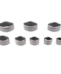 8 Piece Leather Punch Die Set With Hollow Cutters for leather, clay, and jewelry projects, shown in a sturdy steel construction.