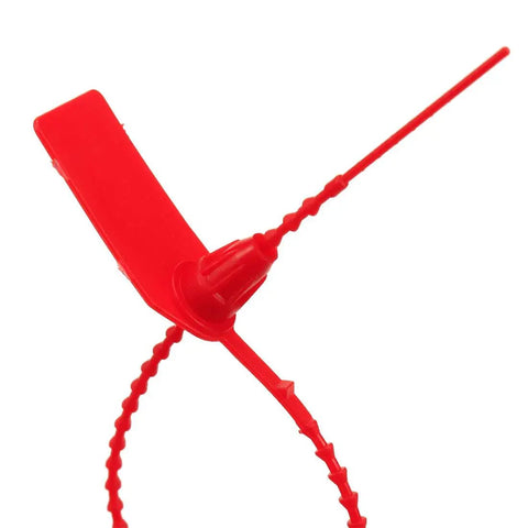 Red Plastic Tamper Seals With Self Locking Zip Ties For Fire Extinguishers Pull-Tite Security Tags Numbered Disposable Seals