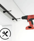 6.6 Foot Sliding Barn Door Hardware Kit For One Wood Door Delivers Smooth Quiet Operation No Sweat Easy Install Fits 35 To 40 Inch Wide And 1.18 To 1.96 Inch Thick Door Panels Includes Step By Step Installation Guide being installed with drill