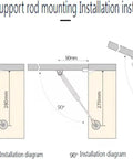 Installation instructions for Two Sets Silver Ten Inch Gas Strut With 120 Newton Lift Force 27 Pound Hydraulic Air Prop Support for cabinets