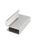 2 Pack 1.6 Inch Glass Finger Edge Pull Handle for Display Cabinets and Window Doors, polished chrome clip, no drill installation