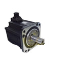 CHUNYE AC servo motor SGMPS-08ACA21-E, front view showing black ribbed housing, silver flange and protruding shaft