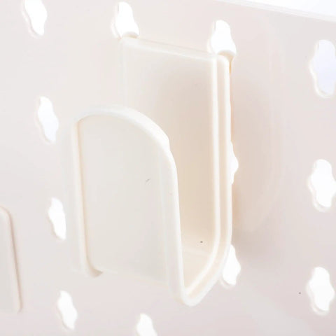 Close-up of Wall Mounted Pegboard Organizer For Garage And Workshop No Drill Easy Install White Pegboard For Tools hook detail
