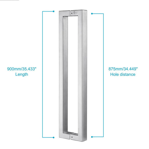 36 Inch Solid Stainless Steel Push Pull Door Handle, Heavy Duty Commercial Grade 304 Standoffs With Deep Engagement, Brushed Finish