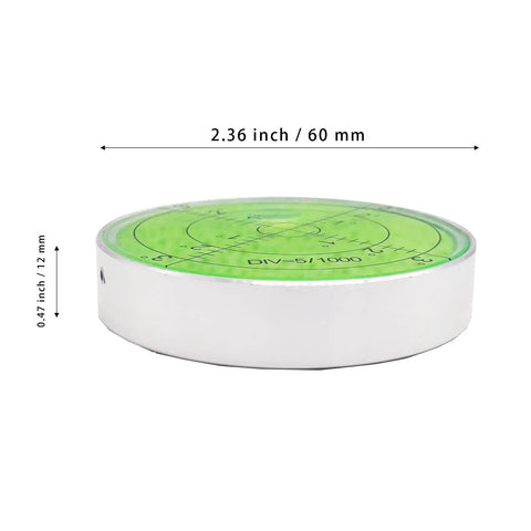 Pro Grade Aluminum Horizontal Leveler Bubble Level Tool Circle 2.4 Inch 60mm Silver Green For Ultra Precise Flatness And Handy On Site Measurements Everyday Use