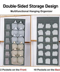 Double Sided Hanging Closet Organizer With Thirty Roomy Pockets In Gray showing pockets for organization of socks and underwear.