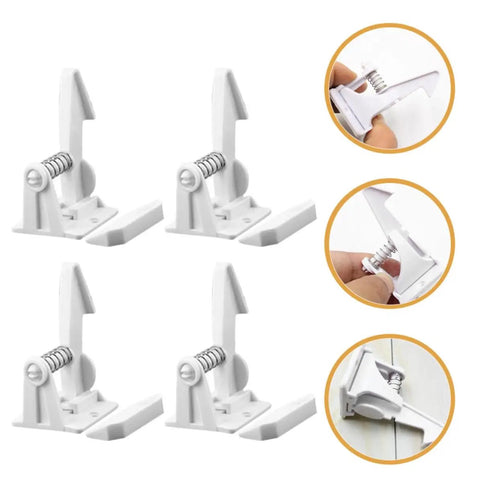 16 Pack Childproof Cabinet Locks For Drawers And Dressers In White ABS, Kidproof Safety Locks For Cabinets Cupboards And Fridges