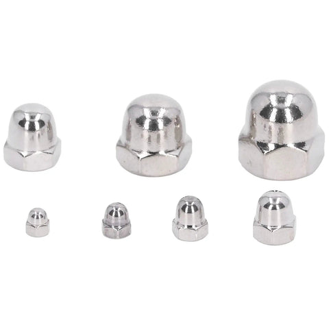Fabater 50 Pcs A2 70 Stainless Steel Cap Nut Kit With Precise Threads For Auto Repair, Machining And Heavy Equipment Maintenance Installation Durable And Secure Fit Fastener Accessory, assorted sizes