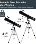 PowerSeeker 114EQ Telescope For Beginners With Manual German Equatorial Mount Portable 114mm Aperture on steel tripod