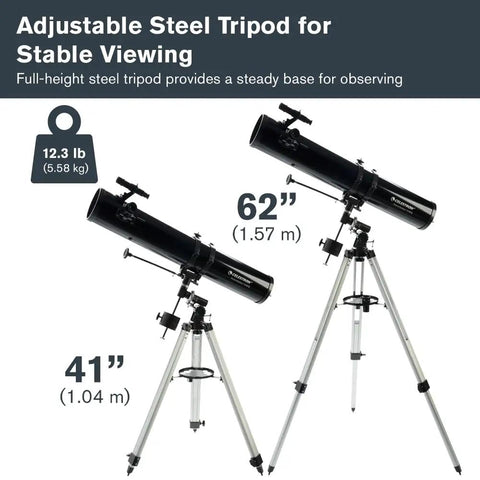 PowerSeeker 114EQ Telescope For Beginners With Manual German Equatorial Mount Portable 114mm Aperture on steel tripod