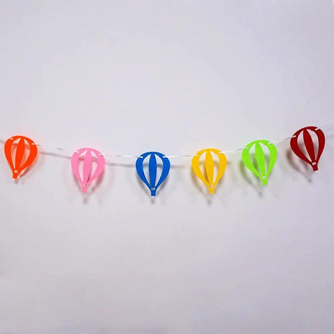 Colorful Felt Hot Air Balloon Garland Two Pack Banner Easy To Set Up For Birthday Party Sky Theme Wall Decor With 20 Colorful Balloons