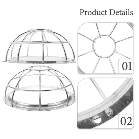 Heavy Duty Stainless Steel Sprinkler Head Protectors detailed view of two cage guards for ceiling and wall configurations.