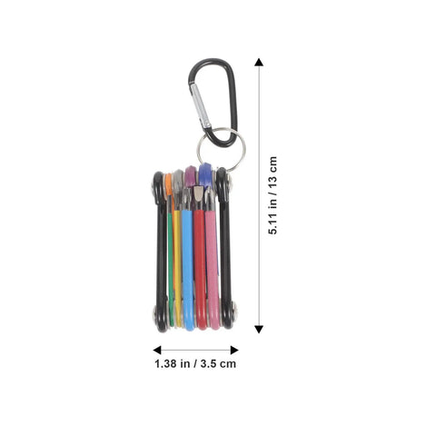 Stylish Foldable Hex Key Wrench Set With Color Coated Metric Tap Spanners For Quick Bike Repair, Tub Fixes And Household Tools That Rock The Game Today. folding 13 cm keychain with 6 color-coded metric hex keys