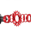 CNC Aluminum Freewheel Cog Set 16T Or 18T For MTB And Fixed Gear Hubs Red Finish Includes Spacer Rings And Lockring