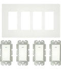 4 Gang WiFi Smart Light Switch No Screw Panel Single Pole 2.4GHz No Hub Needed Works With Alexa Google Home Smart Life Tuya App Remote Control Timer Neutral Wire Required with four switches and wall plate