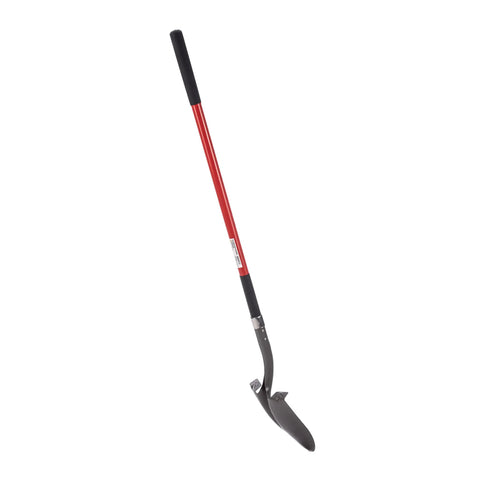 Beefy 58 Inch Long Handle Round Point Garden Shovel With Steel Shaft Hardened Powder Coated Steel Head Textured Upper And Lower Grips Dual Riveted Blade Oversized Foot Pad In Red