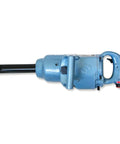 Heavy Duty 6 Inch Extended Anvil Air Impact Wrench With Sturdy D Handle And Double Rocking Dog Clutch, blue color.