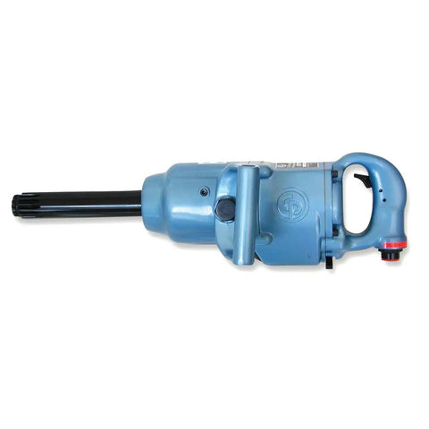 Heavy Duty 6 Inch Extended Anvil Air Impact Wrench With Sturdy D Handle And Double Rocking Dog Clutch, blue color.