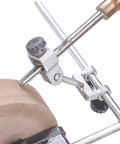 Adjustment mechanism of Adjustable Wood Turning Tool Sharpening Jig for Lathe Gouges showing precision clamp and reference plate.