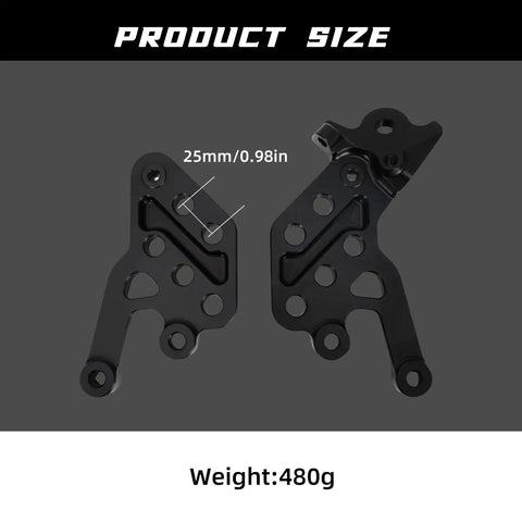 Six-Position Adjustable Bolt-On Footpeg Bracket For Talaria Sting MX3 MX4 Electric Dirt Bike, black CNC aluminum, product size shown