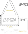 Diagram of LED Open Sign With USB Power 5V COB Chip Lit Neon Look 16 By 9 Inch dimensions, showing size and cable length.