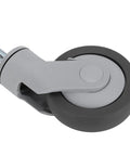 Jauarta TPR Caster Wheels with Threaded Stem from a side angle, showcasing durable TPR material and gray color.