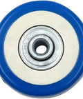 Boss Level Two Inch Swivel Casters With Threaded Stem M8 M10 M12 Polyurethane Wheels And Dual Brake System close-up of blue polyurethane wheel