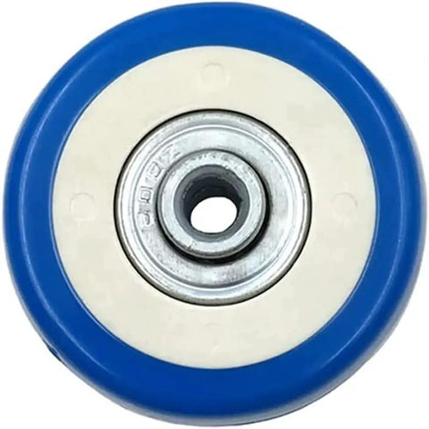 Boss Level Two Inch Swivel Casters With Threaded Stem M8 M10 M12 Polyurethane Wheels And Dual Brake System close-up of blue polyurethane wheel