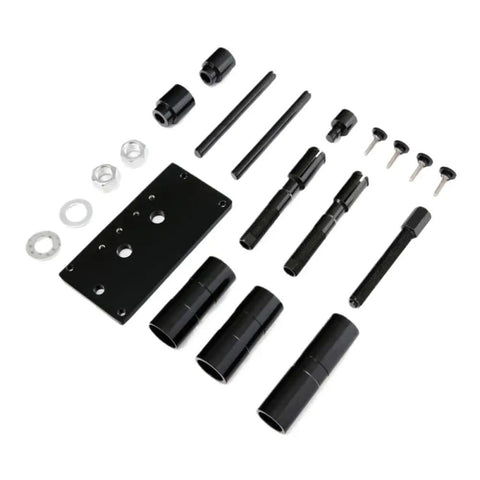 Inner Cam Bearing Installer Puller Tool Kit Fits Twin Cam Motorcycles 1999 2000 Swaps Bearings Safe Not Breaking Block Sweet Steel Construction Saves Dough For Home Mechanics Quick Fixes Solid Gear Keeps Ride Running Smooth, black steel parts laid out