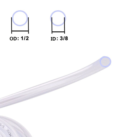 DERPIPE clear vinyl tubing, 3/8 in ID x 1/2 in OD, food-grade PVC hose for homebrewing, close-up