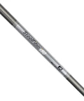SteelFiber I80 Graphite Iron Shafts.370 Parallel Tip, detail of graphite shaft showing lightweight design and markings.