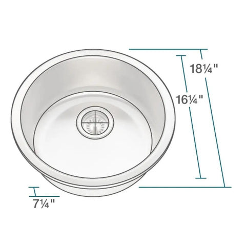 Diagram of Dual Mount Stainless Steel Kitchen Sink With 18 And A Quarter Inch Single Bowl Over Or Under Mount 304 Grade Stainless 18 Gauge