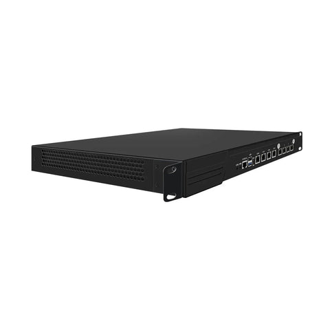 Plug And Play Ready Heavy Duty 1U Rackmount Firewall Rig Built Tough With Intel Core I3 N300 Engine, showing side view with 8 LAN ports.