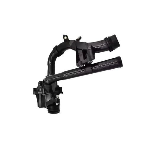 High Octane Engine Cooling Thermostat With Rapid Coolant Temperature Management Plug And Play Direct Bolt On Fitment Replacement For Mercedes Benz M274 W205 W212 W213 Glc, black plastic thermostat with attached hoses.