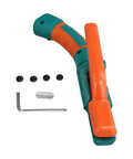 Durable 800 Amp Welding Stinger Electrode Clamp With Ergonomic Curved Handle, featuring replacement parts and tools for precision welding use.