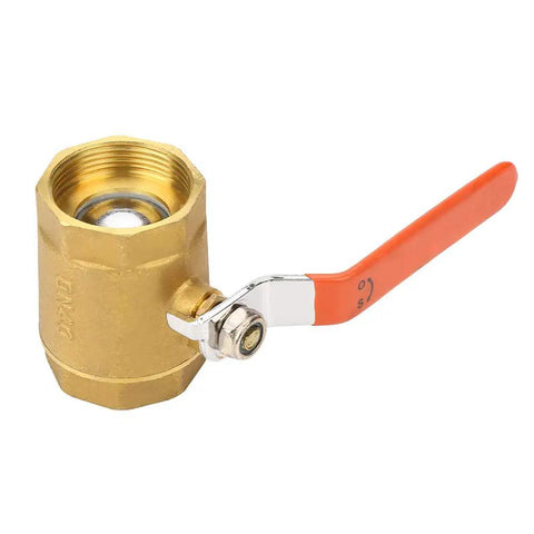 Heavy Duty Brass Ball Valve DN40 For Kickin Up Water Oil And Gas Flow Pro Grade Plumbing Fitting Built Tough, featuring an orange lever.