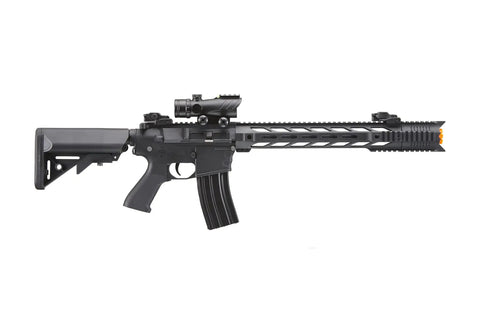 Gen 2 M4 SPR Interceptor Polymer Airsoft AEG with enclosed red dot sight, black finish, nylon reinforced body, metal gears.
