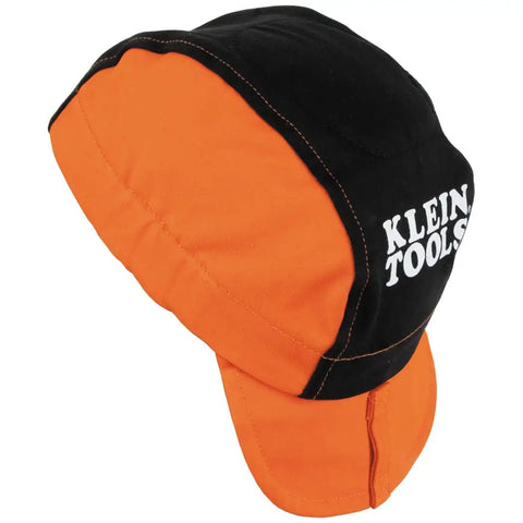 Flame Resistant Welding Cap With Wide Neck Bill Sweat Absorbing Padding FR Cotton Safety Hat For Welders Orange And Black