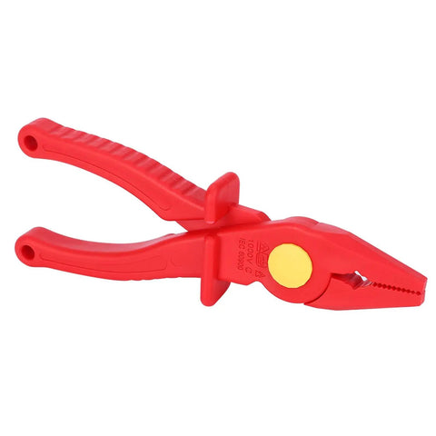 Heavy Duty 1000V Insulated Needle Nose Pliers Rock Solid Wire Cutter With Rugged Plastic Handles For Live Circuit Work And Top Shelf Precision On Any Quick Electrical Job, red, ergonomic design.