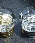 Sweet 20 Piece Lot Of 35 MM Crystal Cabinet Pulls And Cabinet Door Knobs Featuring Slick Chrome Brass Base For Top Shelf European Style Kitchen And Bathroom Furniture Handles And Drawers with gold and clear finishes.