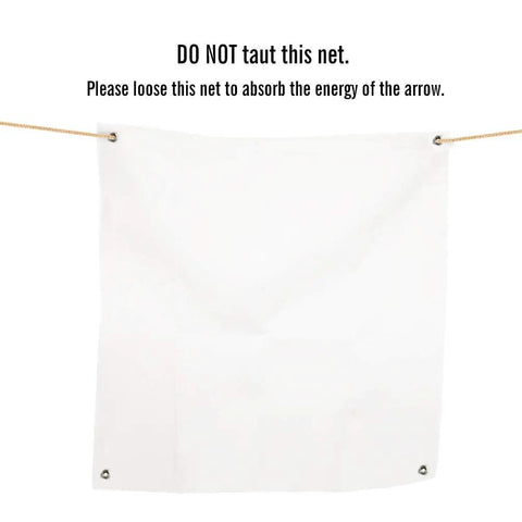 65Lb Archery Backstop for Backyard Target Practice, white fiber cloth with instructions on tensioning