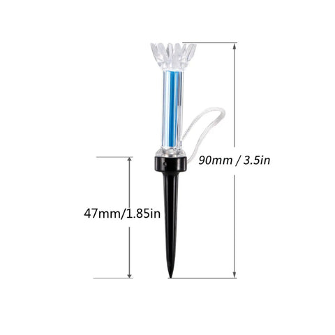 High-Performance 5 Pack Golf Tees With 360 Degree Rotating Base, 90mm size, clear top, low friction crown, blue magnetic center