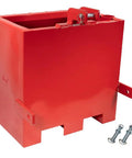 Beefy 3 Point Hitch Tractor Ballast Box With 800 Lbs Capacity, Heavy Duty Welded Steel Construction, Red, Front View