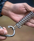 Tent springs 10-pack: 304 stainless steel with carabiner hook for tarps and awnings, close-up view